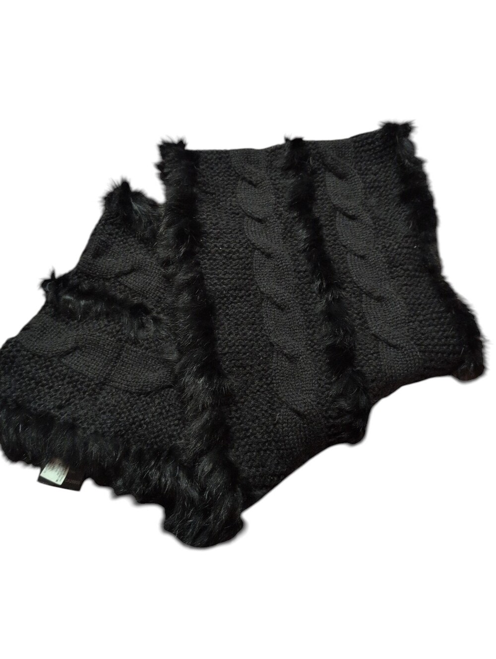 Rudsak Cable Knit Rabbit Fur Infinity Scarf Black